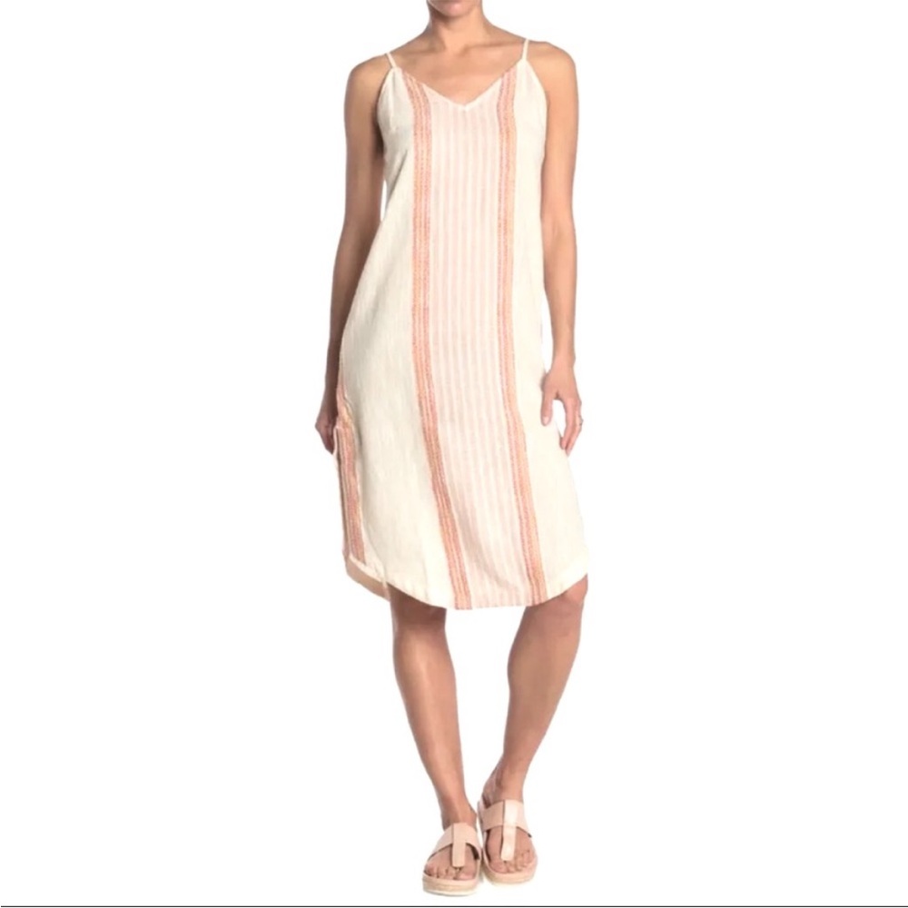 Rip Curl Cream Baja Stripe Midi Dress NWT S